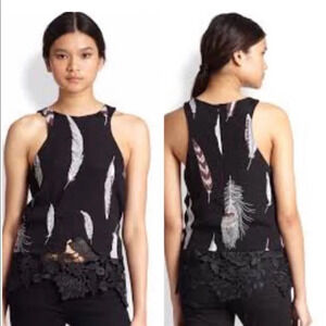 NEW Line & Dot Revolve Tank Top Dressy Blouse Lace Hem XS